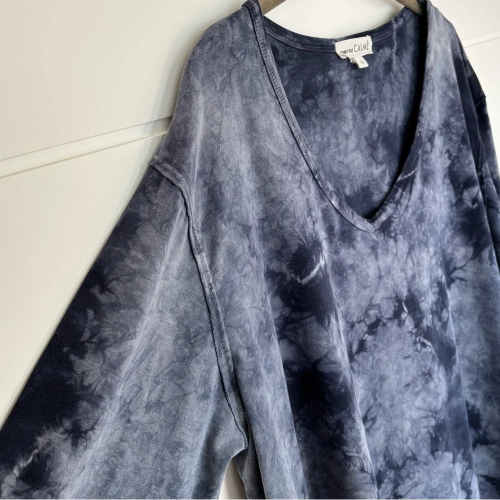 JOHNNY WAS CALMÉ Women’s Blake tie dye long sleeve tee shirt Blue Size XL - Picture 7 of 13